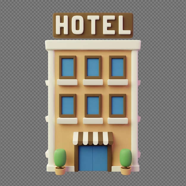 3D illustration of hotel building