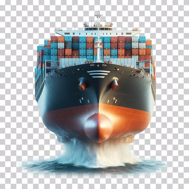 PSD 3d illustration of a huge container ship isolated on a transparent background