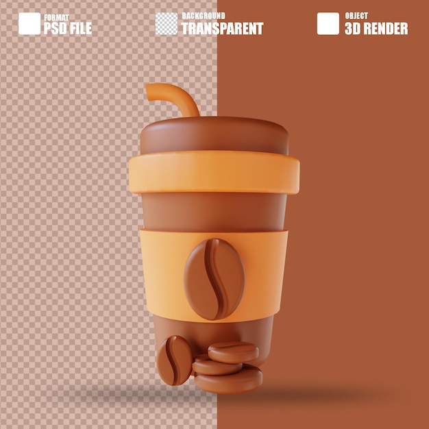 3D illustration ice coffee 3