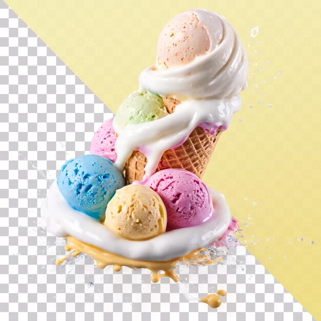 PSD 3d illustration of an ice cream cone isolated on a transparent background