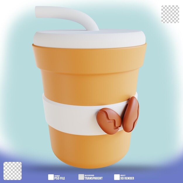 3D illustration iced coffee