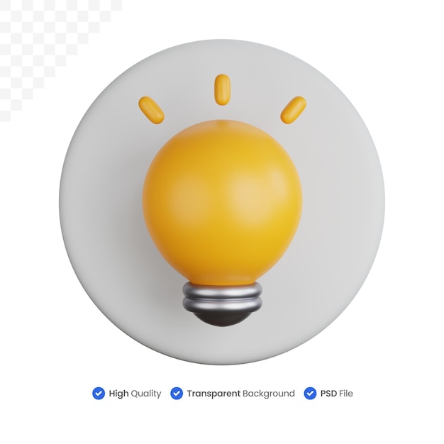 3D Illustration Icon Bulb Idea