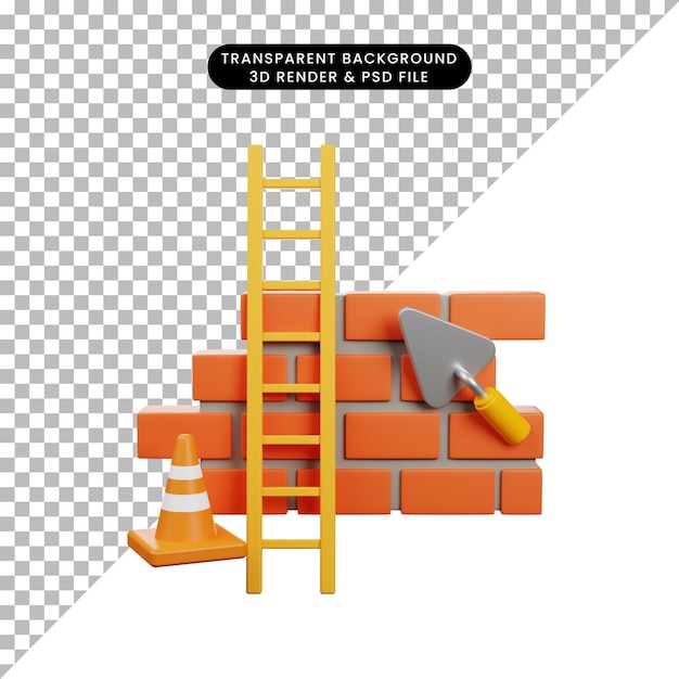 3d illustration icon of maintenance or under construction icon in 3d render