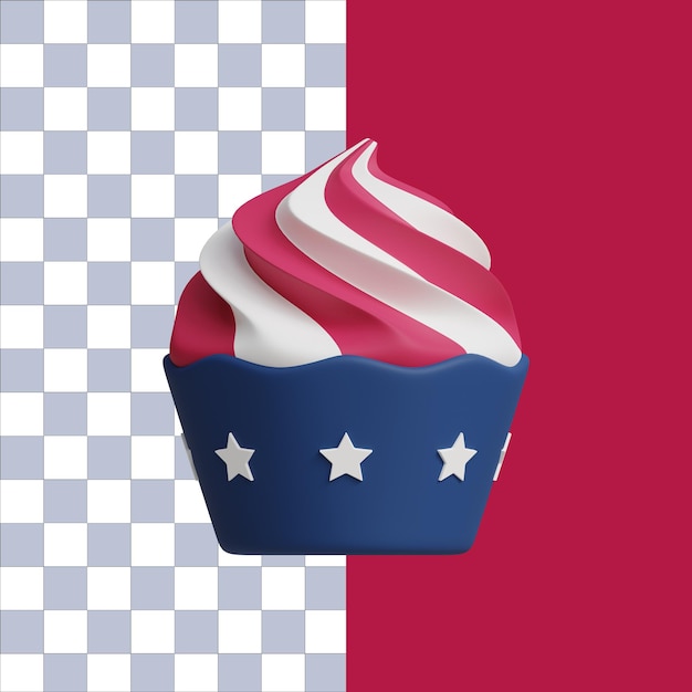 3d illustration of independence day cupcake icon