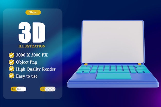 3D illustration laptop 2