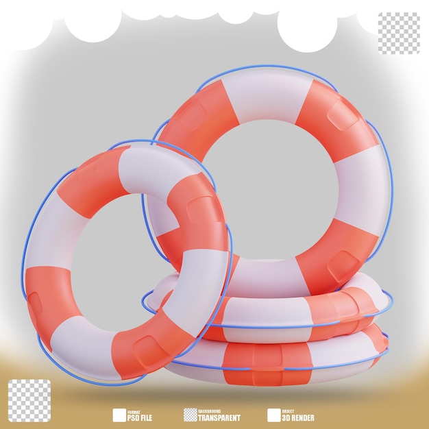 3D illustration of life buoy 3