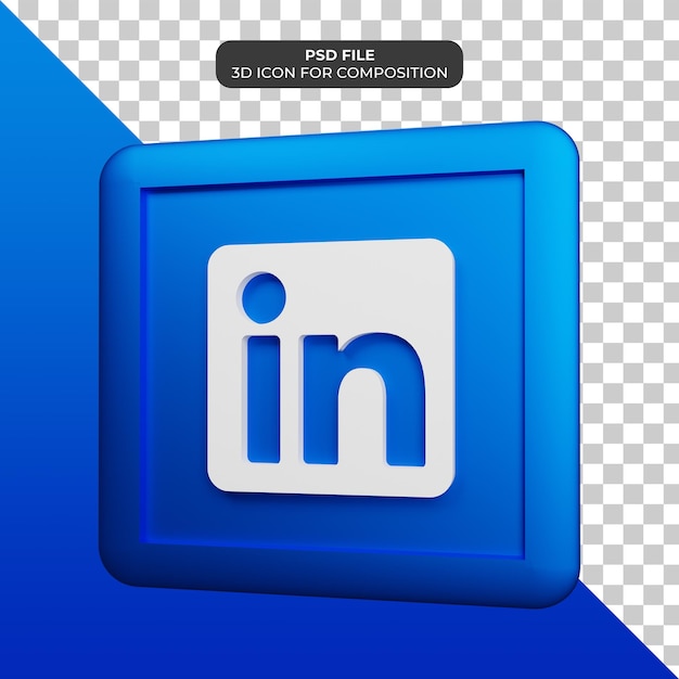 3d illustration linkedin icon