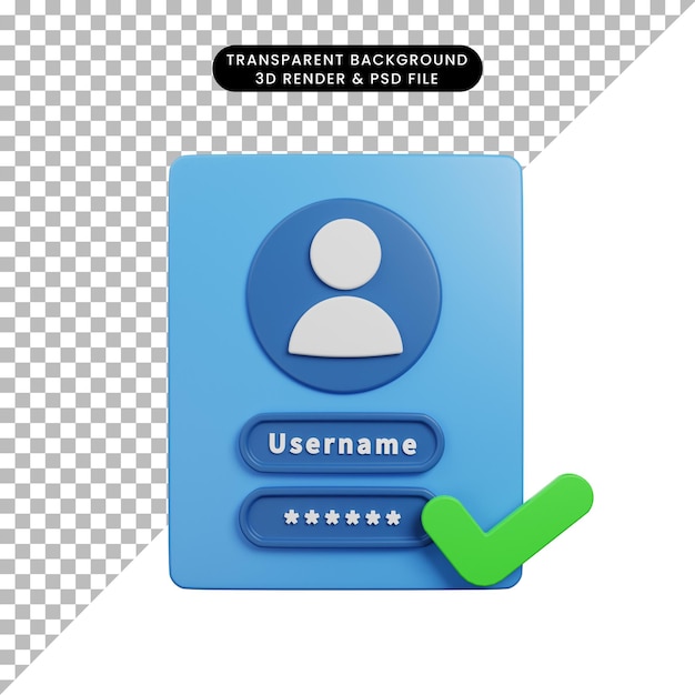 3d illustration of log in security success 3d render style