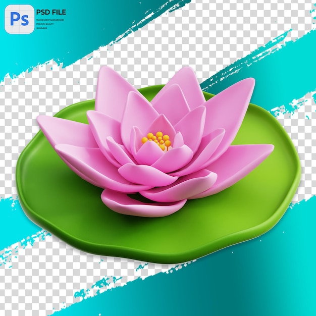 3D Illustration Of Lotus Flower render of icon Isolated PNG