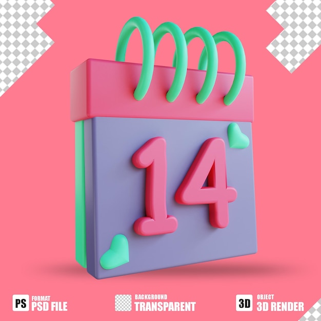 3D illustration love calendar 2 suitable for valentine's day