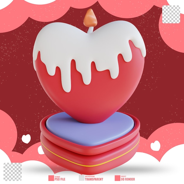 3d illustration love candle 2