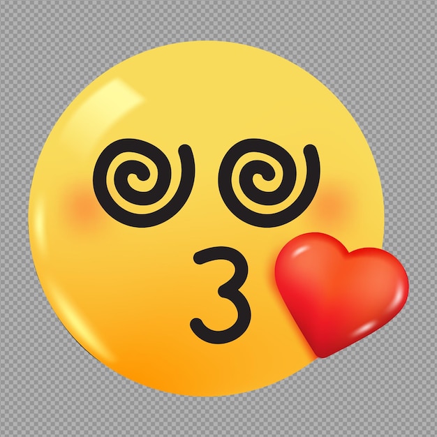 3D illustration of love emoji