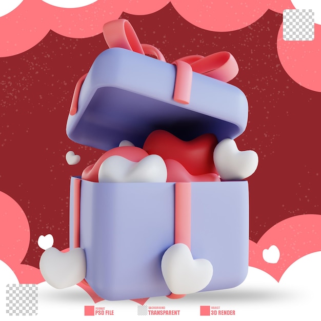 3d illustration love gift box 3