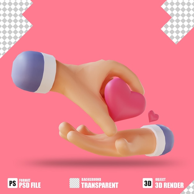 3D illustration love and hand 13 suitable for valentine's day