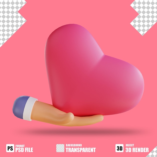 3D illustration love and hand 5 suitable for valentine's day