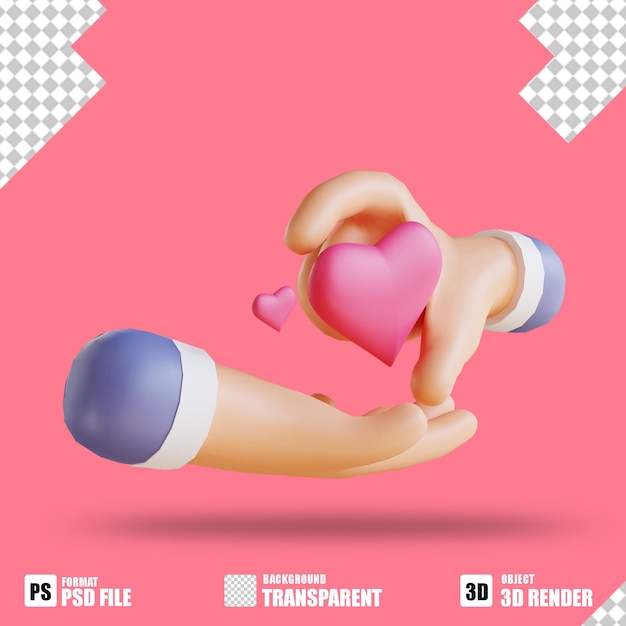 3D illustration love and hand 7 suitable for valentine's day