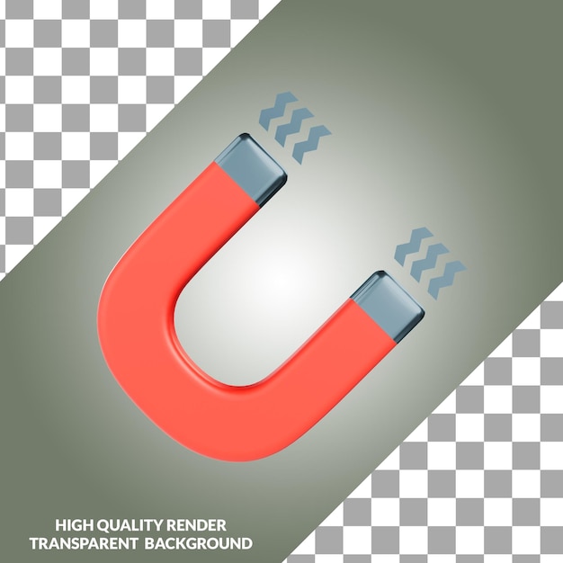 3d illustration of magnet icon