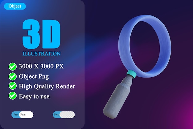 3D illustration magnifying glass 4