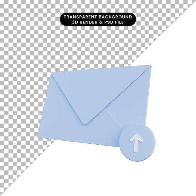 3d illustration mail with upload icon