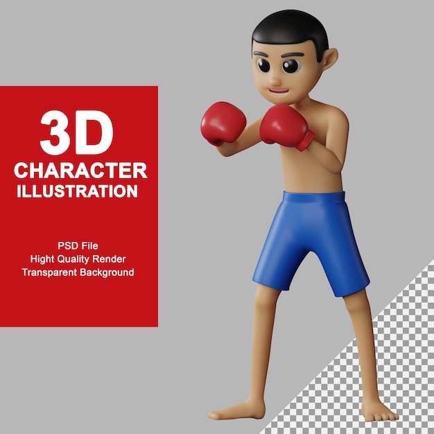 3d illustration male character pose boxing