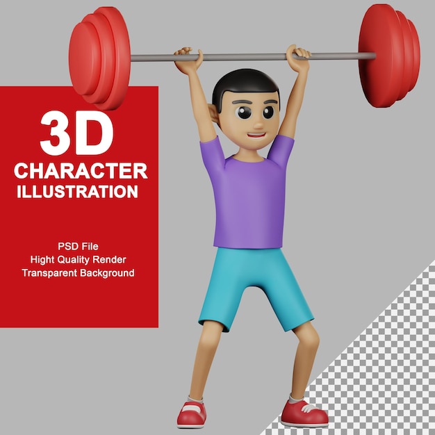 3d illustration male character pose weightlifting