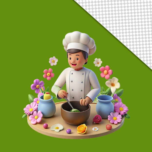 3d illustration man in chef uniform