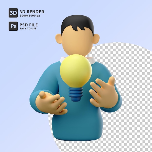 3D illustration man get ideas