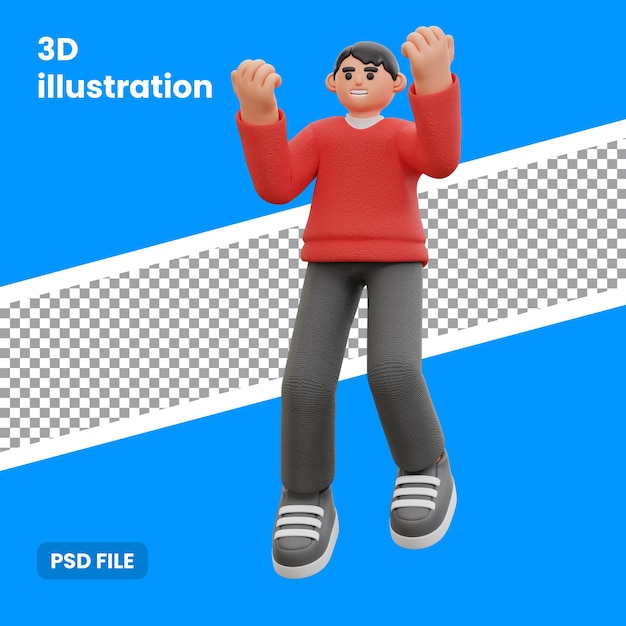 3d illustration of man happy pose