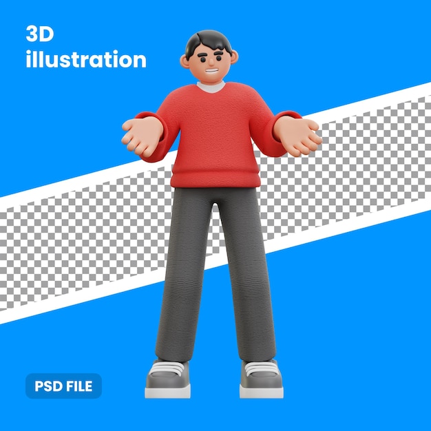 3d illustration of man showing open arms