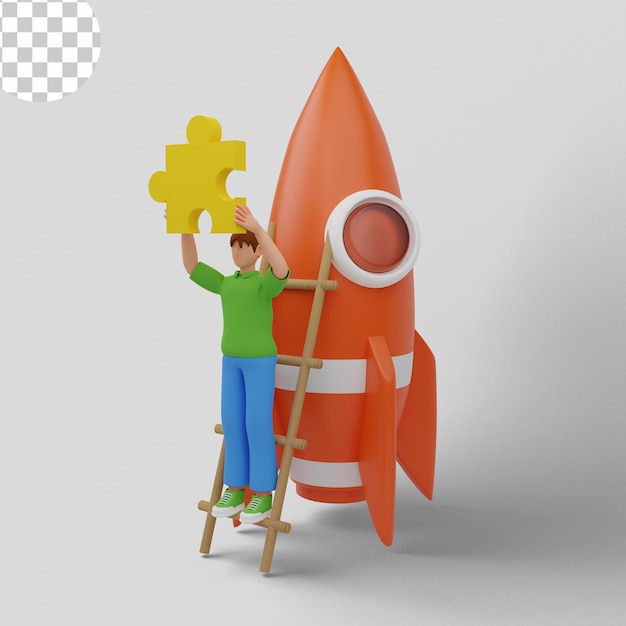 PSD 3d illustration. man starting a business project