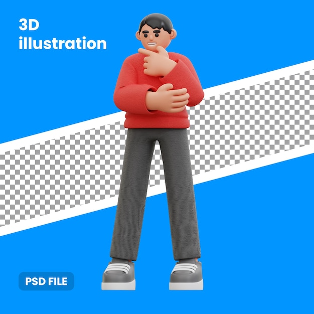 3d illustration of man thinking pose