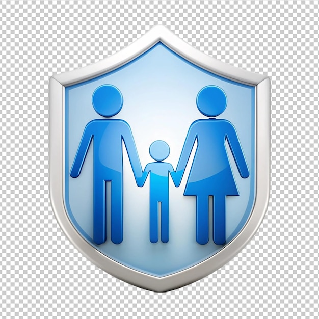 PSD 3d illustration of manwoman and boy child icons family protection