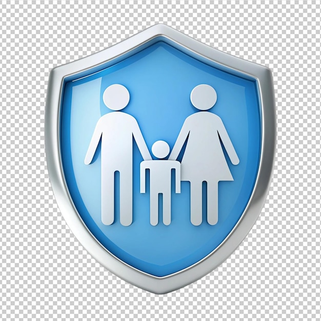 PSD 3d illustration of manwoman and boy child icons family protection