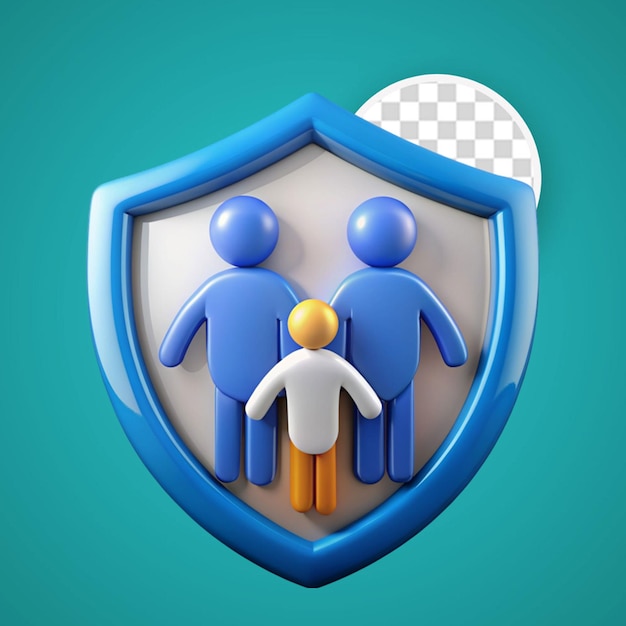 PSD 3d illustration of manwoman and boy child icons family protection