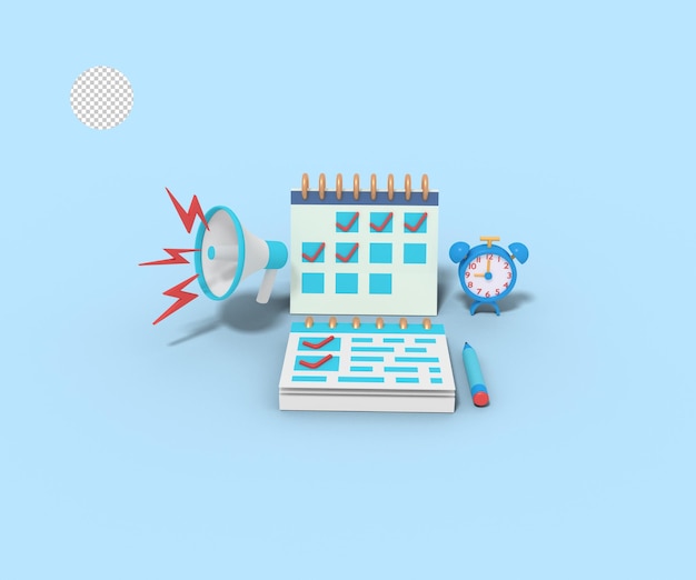 3d illustration of marketing schedule checklist