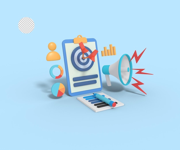 3d illustration of marketing target