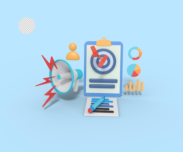 3d illustration of marketing target