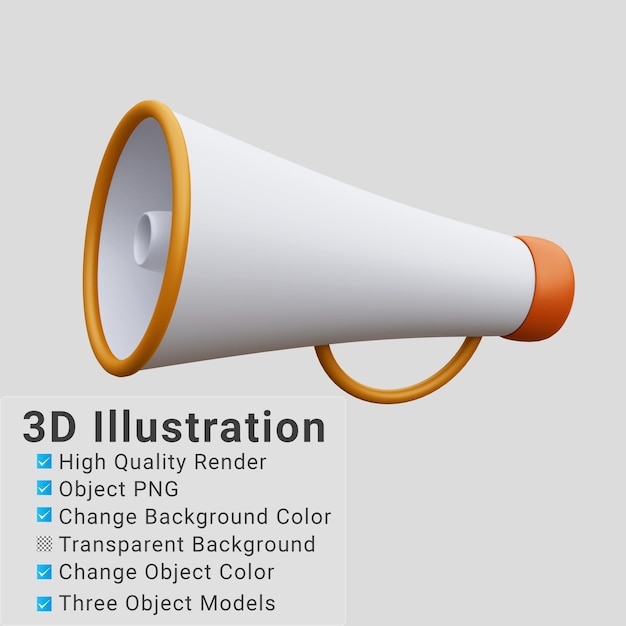 3d illustration megaphone speaker