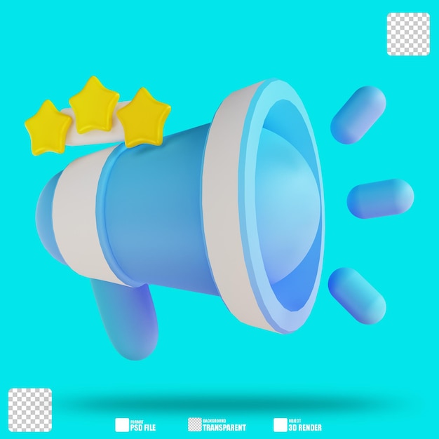 3D illustration megaphone and star