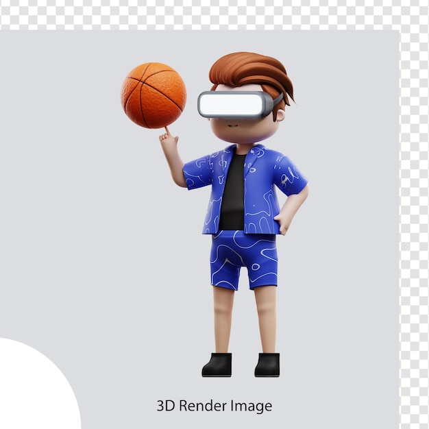 3d illustration metaverse character playing basketball, for web, app, infographic, app