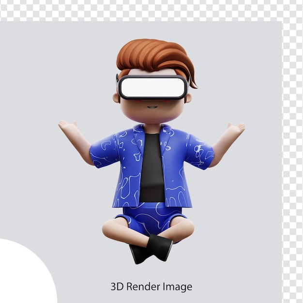 3d illustration metaverse character with virtual reality, for web, app, infographic, app