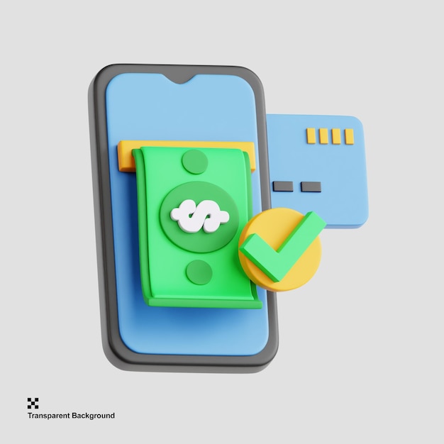 PSD 3d illustration of mobile banking with a smartphone