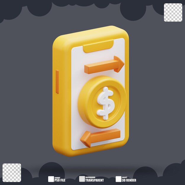 3d illustration mobile money transfer