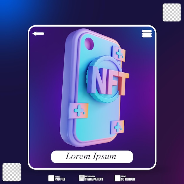 3D illustration mobile NFT payment 2