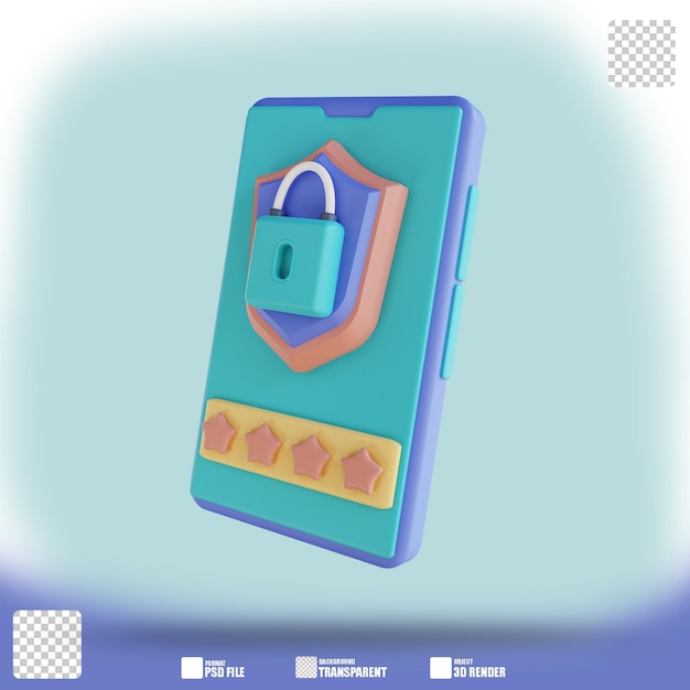 3D illustration mobile password lock 3