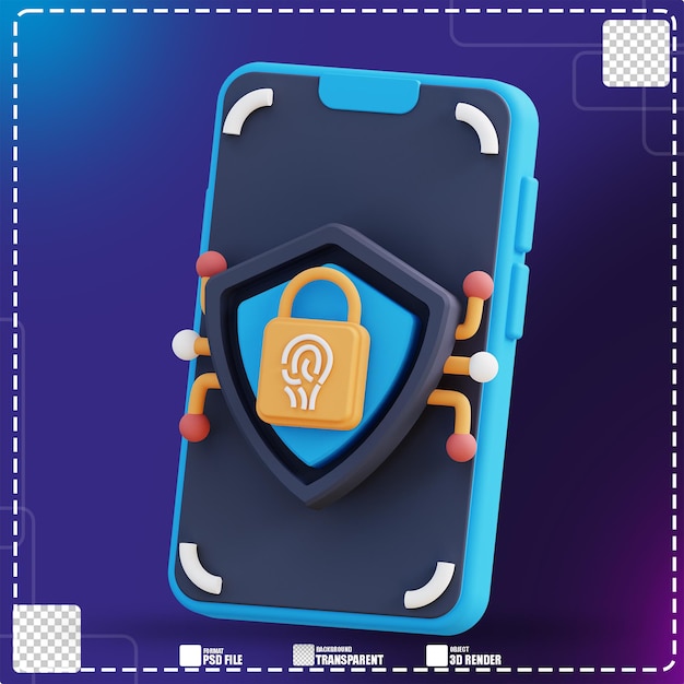 3d illustration of mobile security 2