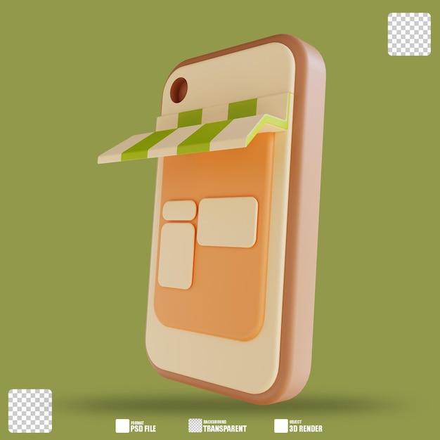 3D illustration mobile store 3