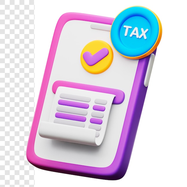 3d illustration mobile tax