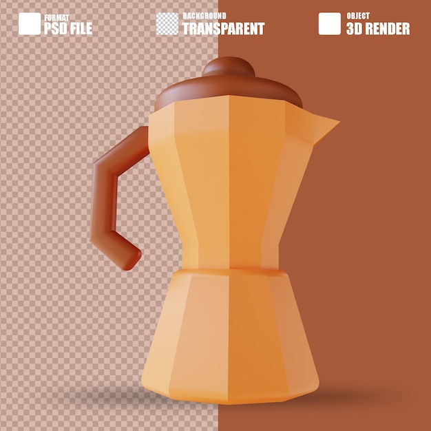 3D illustration moca pot coffee 3