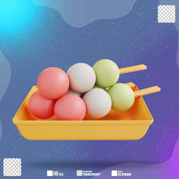 3D illustration mochi dango 4